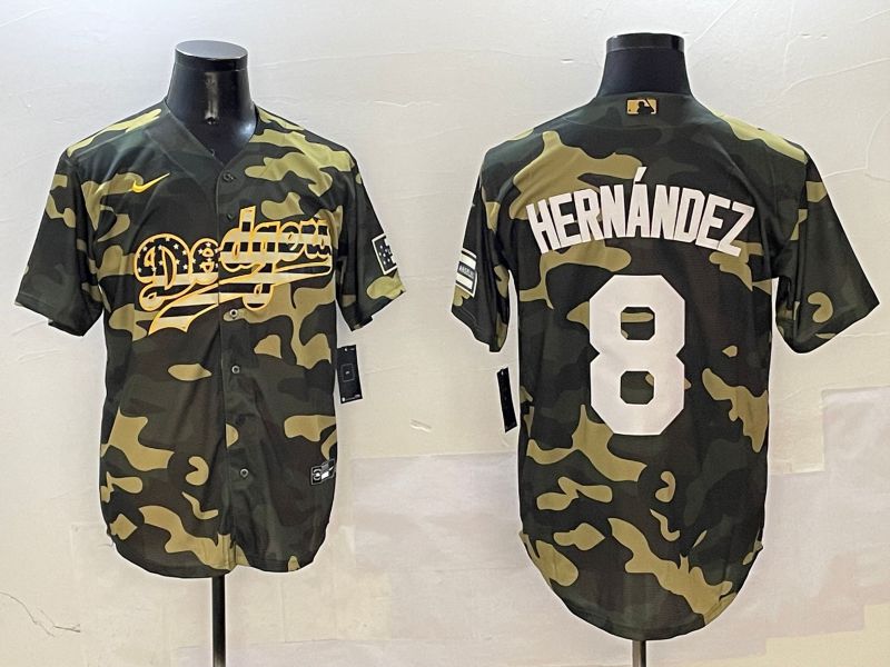 Men Los Angeles Dodgers #8 Hernandez Camo Joint Name 2025 Nike MLB Jersey style 1